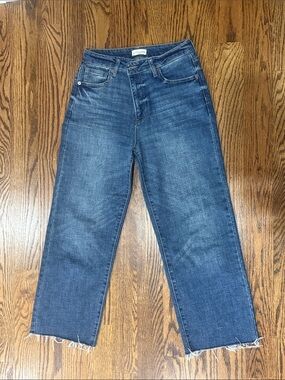 Oliver Logan high rise wide leg cropped jeans in dark wash size 27